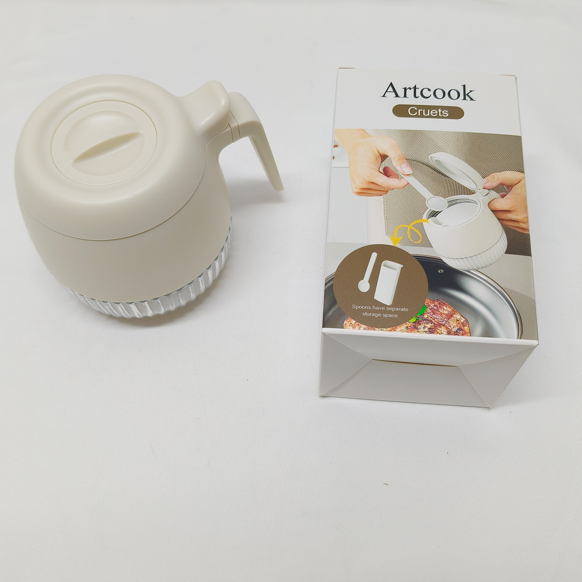 Artcook-Cruets-Condiment Jar Seasoning Container with Lids, with Spoon. - Image 3