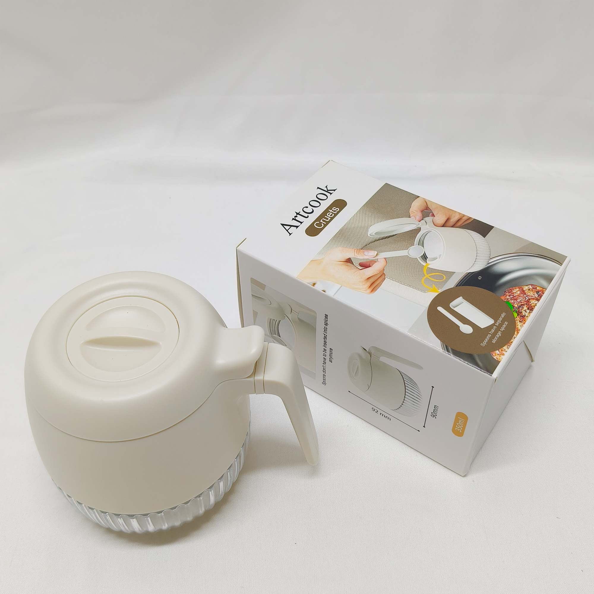 Artcook-Cruets-Condiment Jar Seasoning Container with Lids, with Spoon. - Image 4