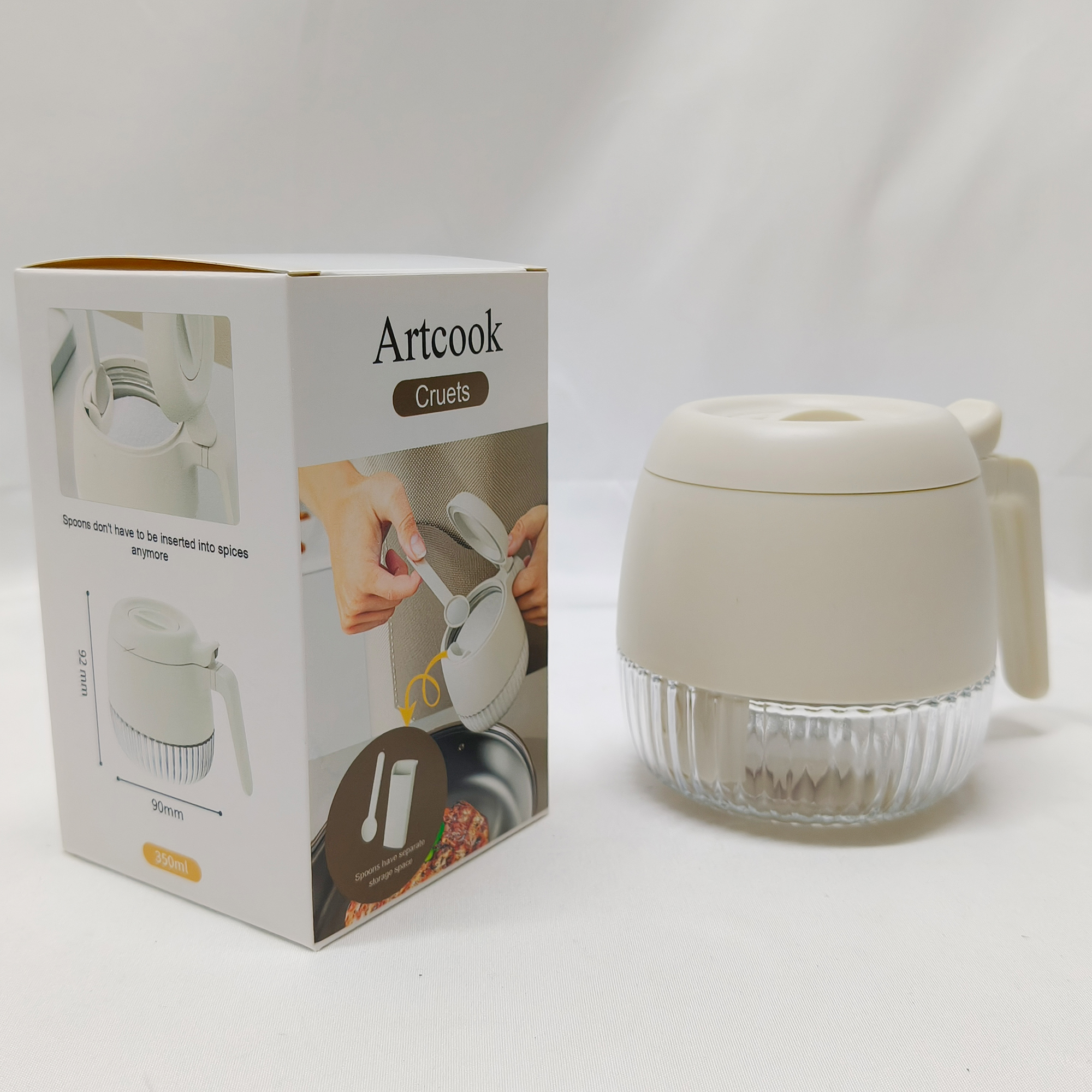 Artcook-Cruets-Condiment Jar Seasoning Container with Lids, with Spoon. - Image 5