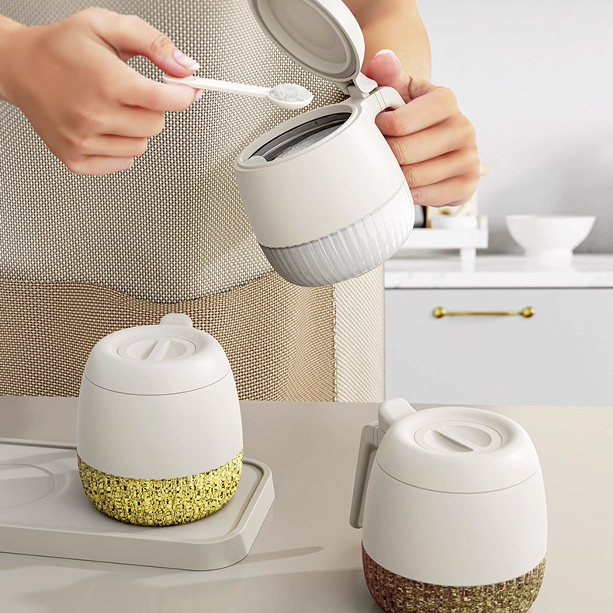 Artcook-Cruets-Condiment Jar Seasoning Container with Lids, with Spoon. - Image 7