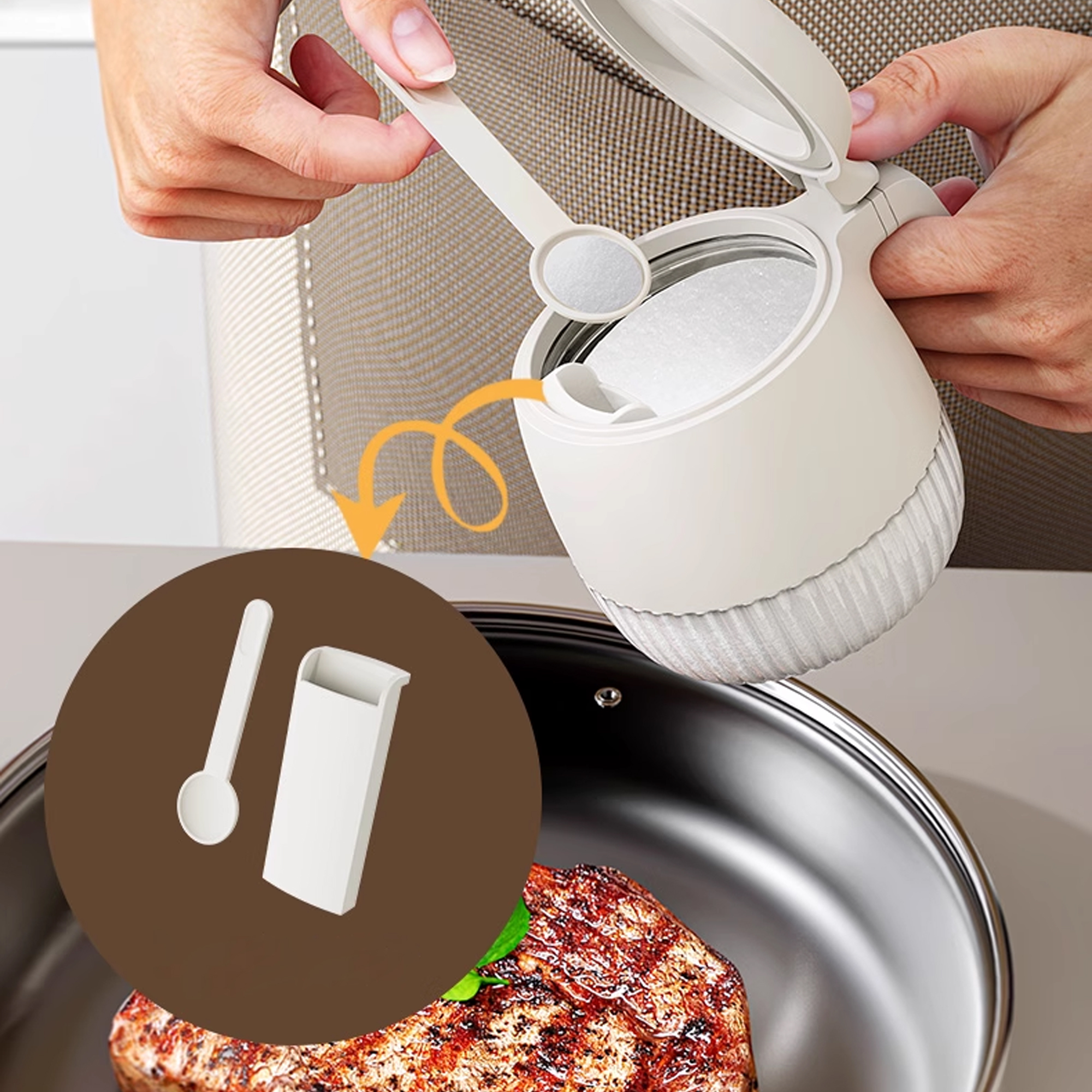 Artcook-Cruets-Condiment Jar Seasoning Container with Lids, with Spoon. - Image 8